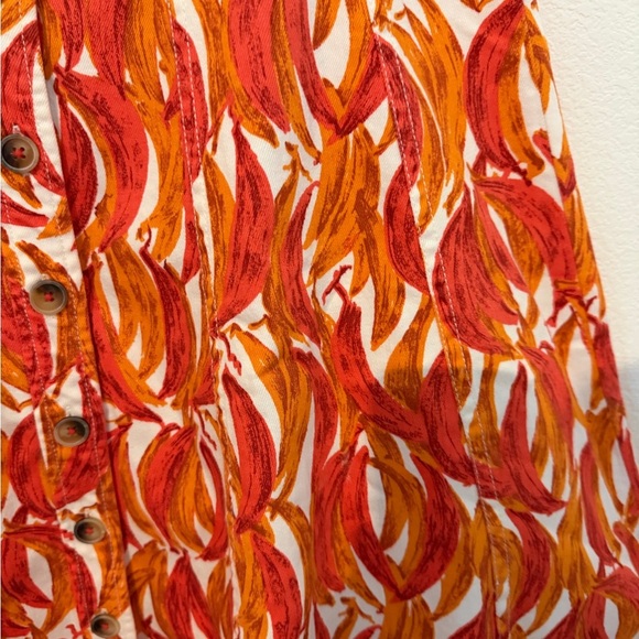 Maeve Anthropologie Banana Grove Denim Midi Skirt Orange Size 4 Orange Button - Picture 3 of 7